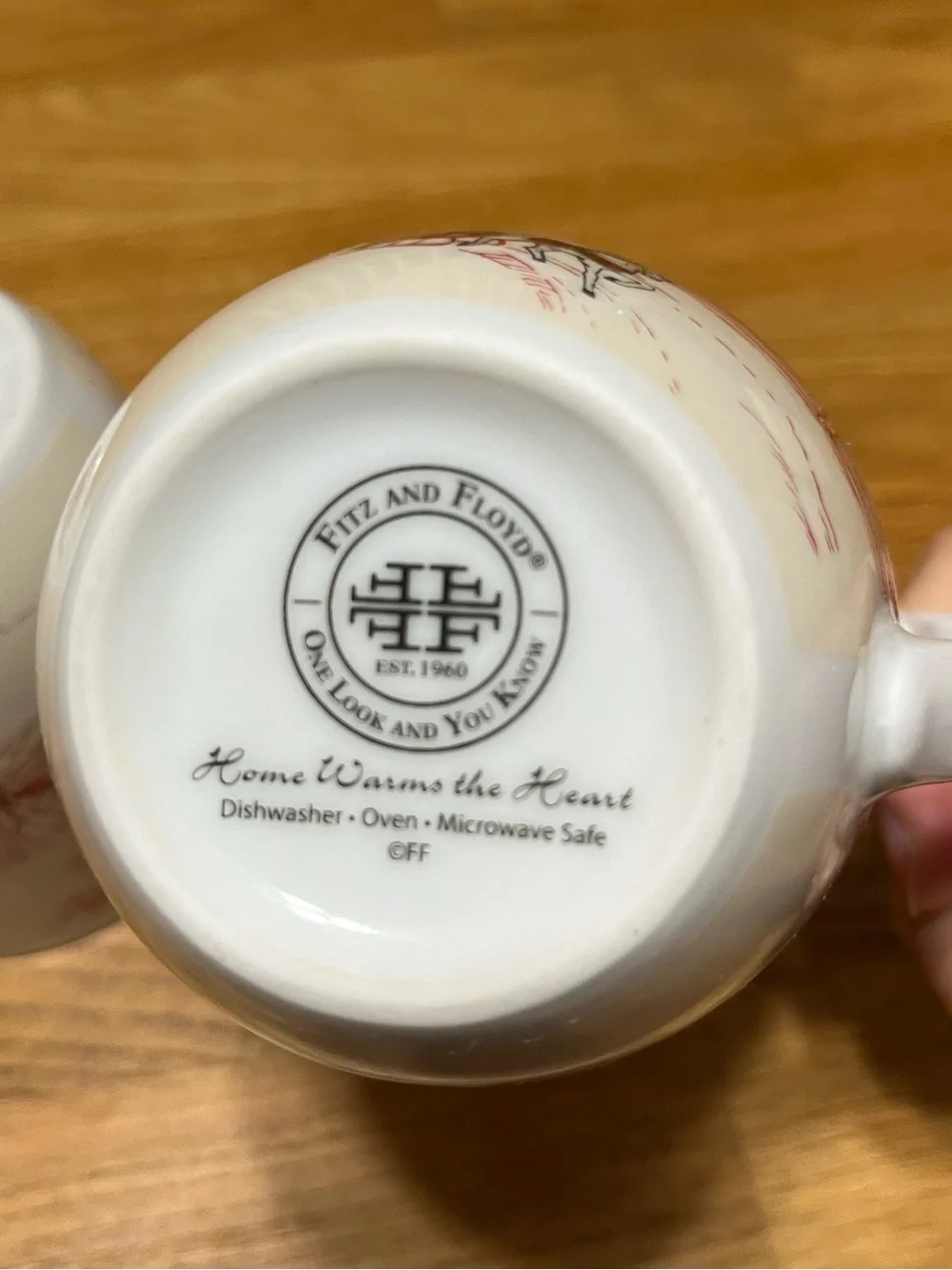 Fitz and Floyd “Home Warms the Heart” Christmas Holiday Winter Scene Mugs